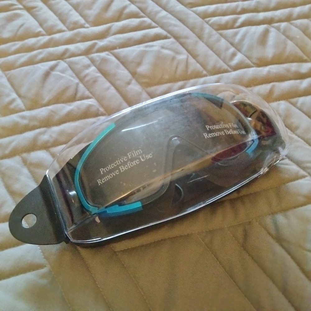 Letsfit Swim Goggles size adjustable black w/blue trim